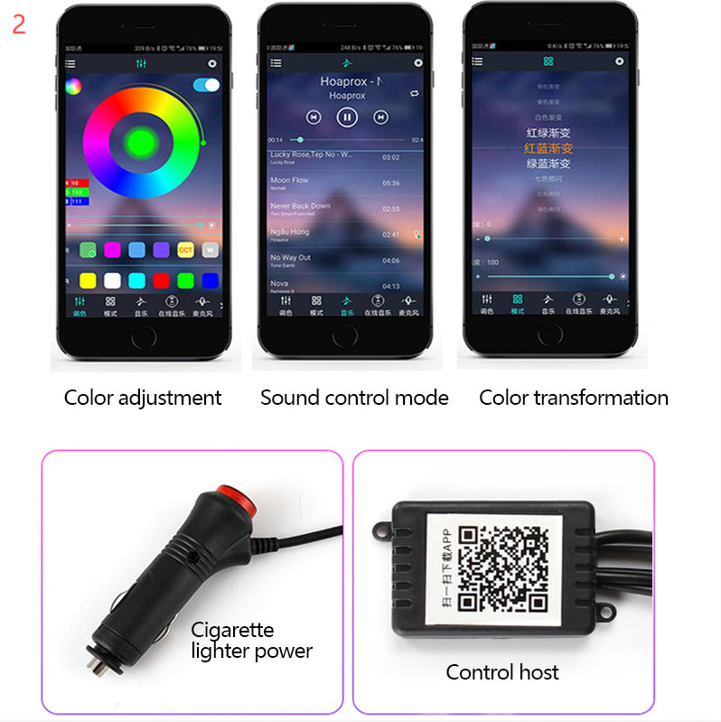 Car Fiber Optic Ambient Light Modified Car Interior Cool Light APP Rhythm Light - GoCrisandy