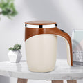 Rechargeable gocrisandy automatic stirring coffee cup with magnetic rotating mechanism for milkshakes and beverages.