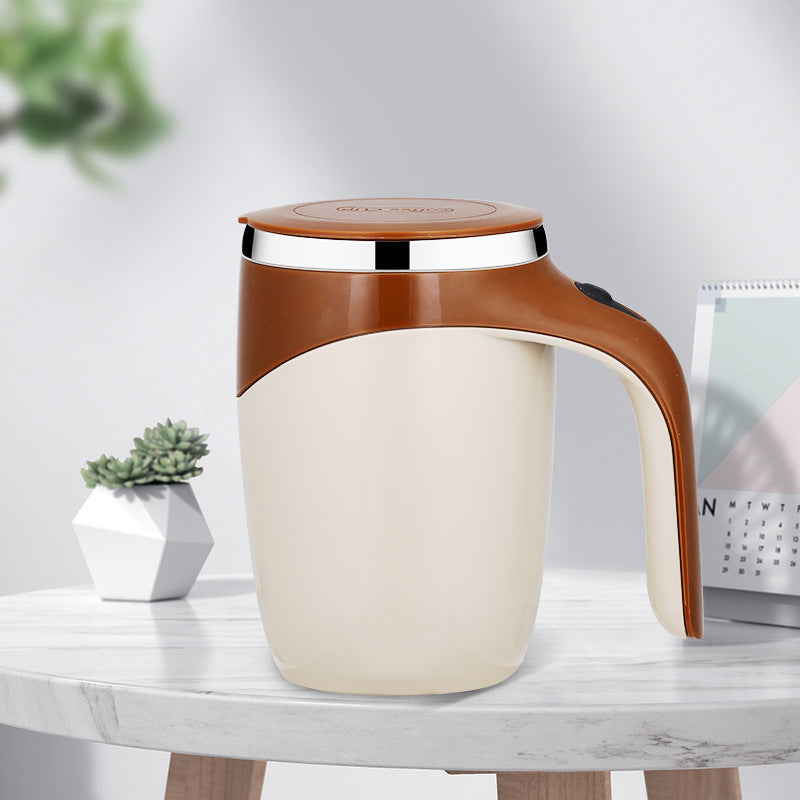 Rechargeable gocrisandy automatic stirring coffee cup with magnetic rotating mechanism for milkshakes and beverages.