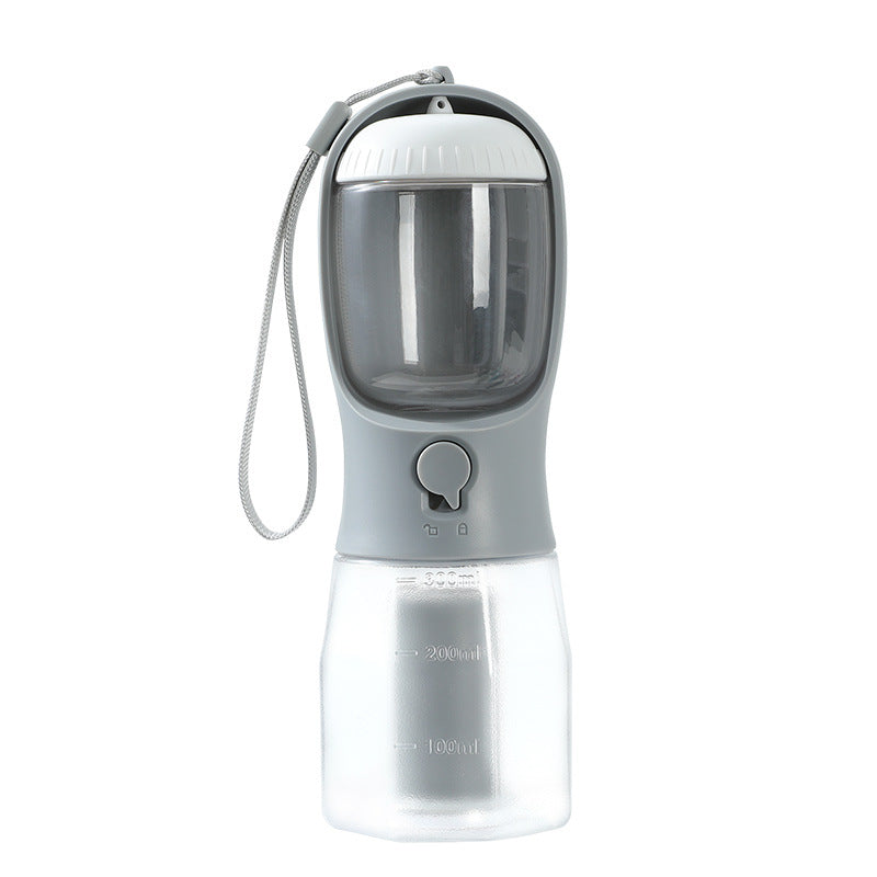 Gocrisandy portable dog water cup with integrated food bowl and trash bag holder, compact and multi-functional pet accessory