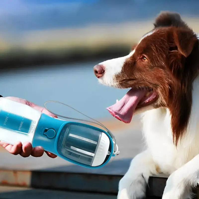 gocrisandy dog water cup with drinking bowl and food compartment, portable multi-functional pet cup for dogs with garbage bag holder