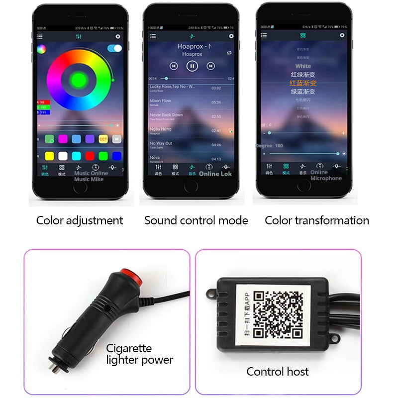 Car Fiber Optic Ambient Light Modified Car Interior Cool Light APP Rhythm Light - GoCrisandy