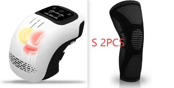 GoCrissandy electric knee massager with infrared laser, vibration, and heating for pain relief, designed for home use.