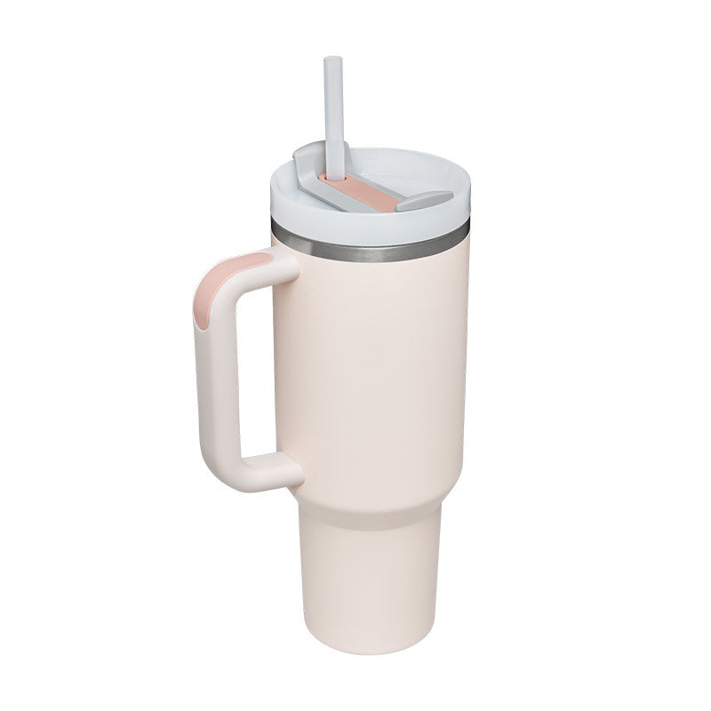 Gocrisandy 40 Oz stainless steel insulated tumbler with handle, straw, spill-proof lid, tapered design, ideal for travel and gifts