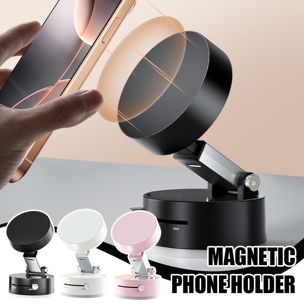 Gocrisandy foldable magnetic vacuum car phone holder with suction cup for hands-free navigation on smartphones.