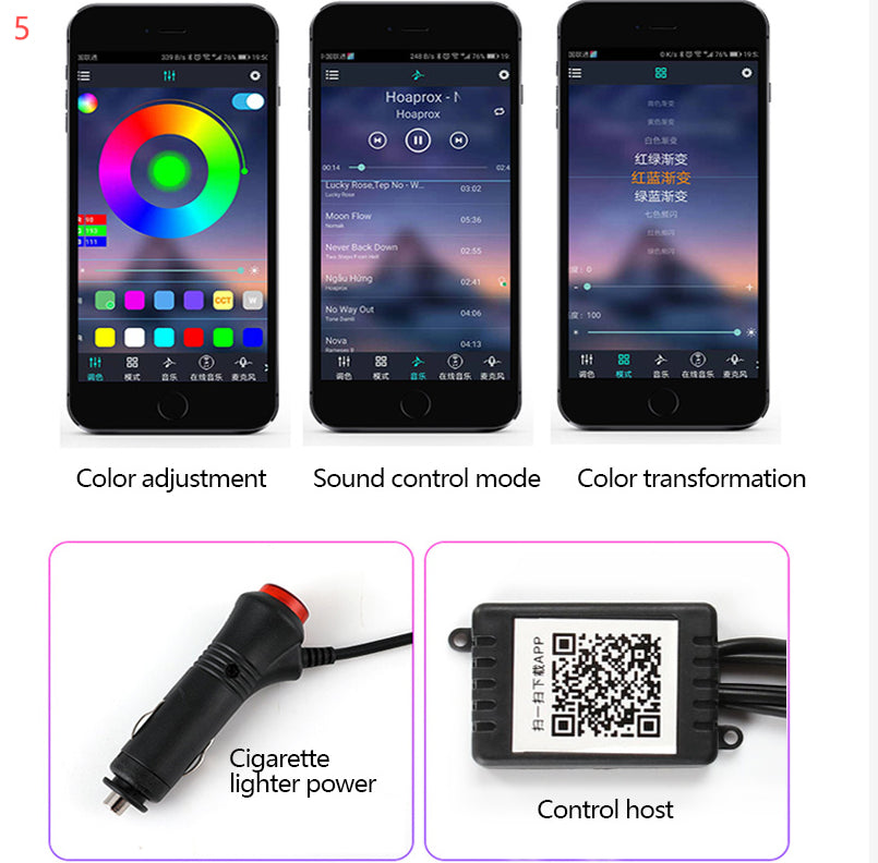 Car Fiber Optic Ambient Light Modified Car Interior Cool Light APP Rhythm Light - GoCrisandy