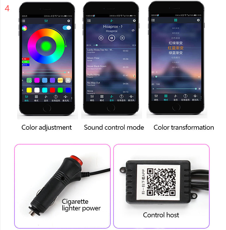 Car Fiber Optic Ambient Light Modified Car Interior Cool Light APP Rhythm Light - GoCrisandy