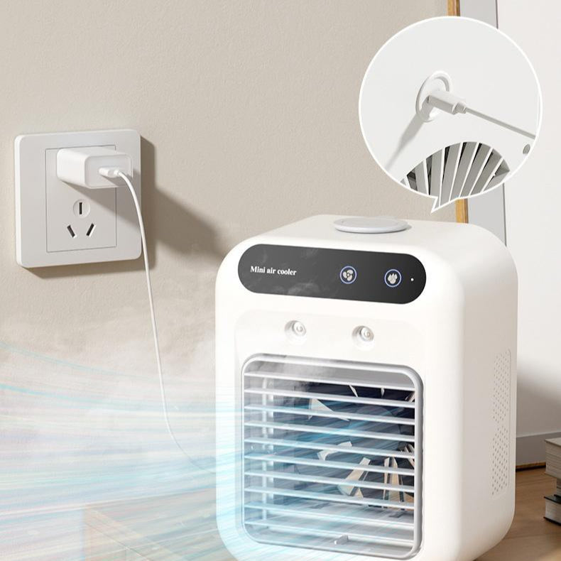 Gocrisandy portable air cooler fan with water cooling system for room, office, car, and outdoor cooling.
