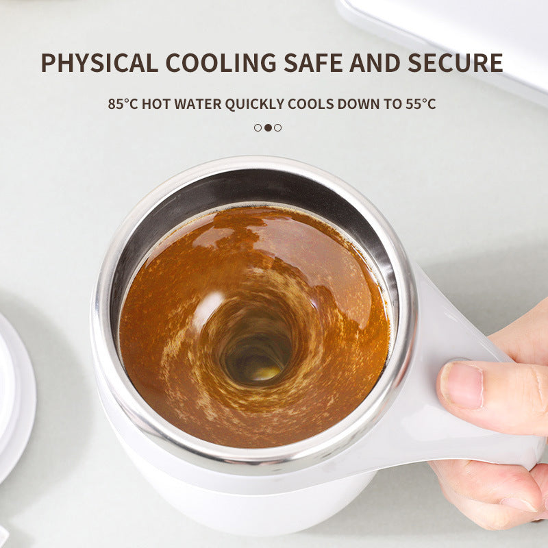 Rechargeable Gocrisandy automatic stirring coffee cup with magnetic rotating mechanism for milkshakes and beverages.