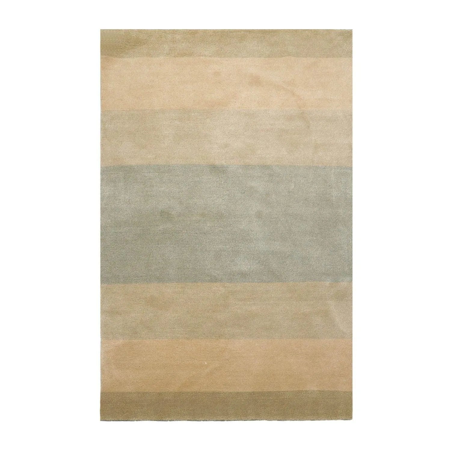 3'10''x6' Hand Knotted Tibetan Wool and Silk Tibetan Modern & Contemporary  Oriental Area Rug Aqua,Beige Color