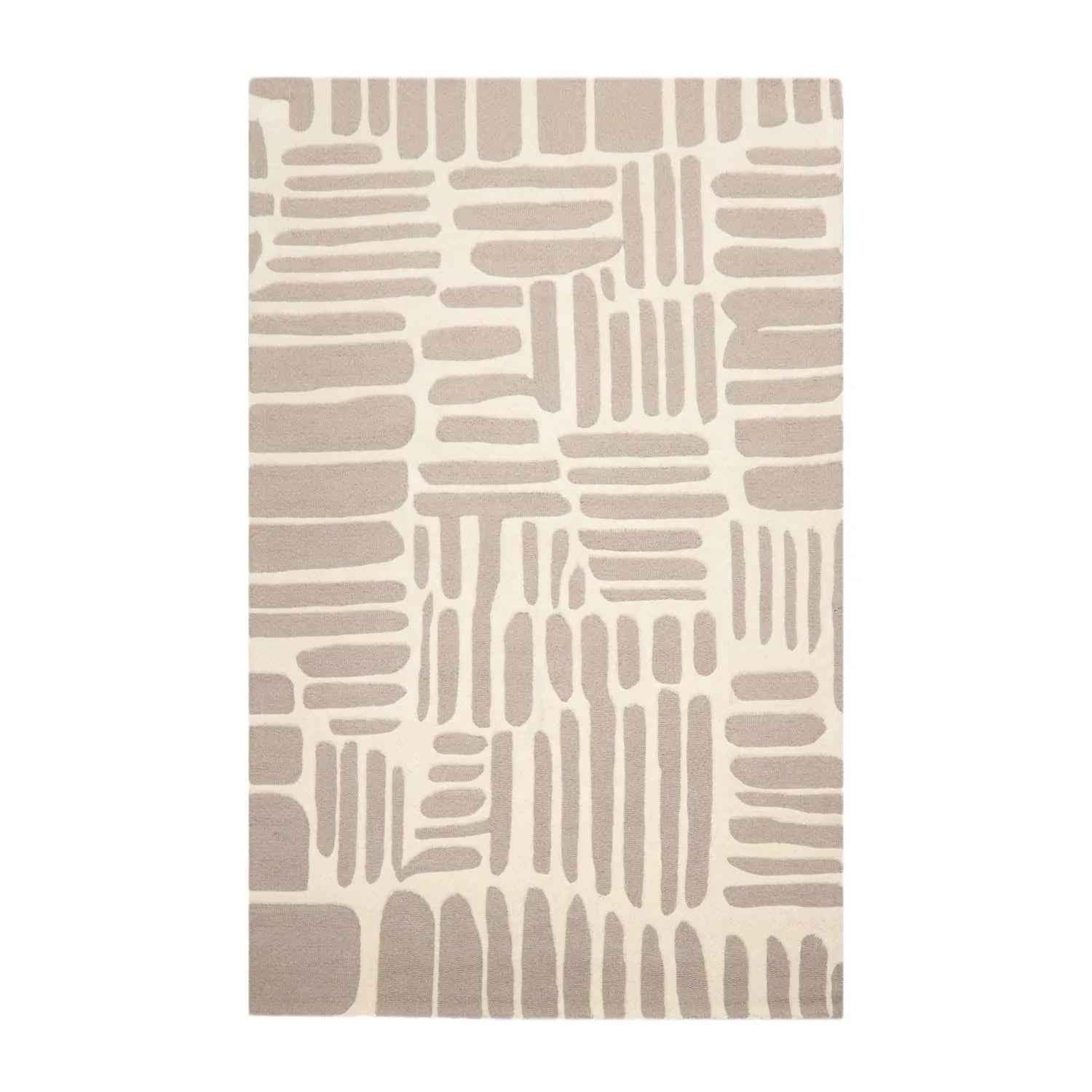 5' x8'' Hand Tufted Hand Made 100% Wool Designer Modern & Contemporary  Oriental Area Rug Taupe,Ivory Color