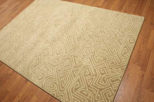 5'x7' Beige, Ivory, Multi Color Machine Made Polypropylene Indonesian High Density Hand Carved Effect Modern Oriental Rug