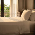 T-310 White Blended 6MM Satin Stripe Bed Sheets
