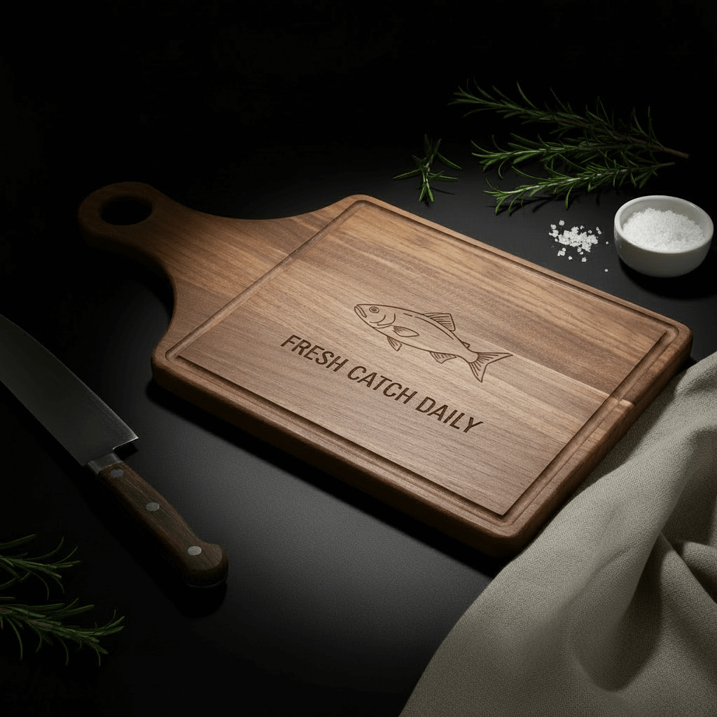 Walnut Cutting Board Paddle Shape 13×12×7 | Handmade Wooden Serving Board with Drip Ring | Premium Kitchen Board