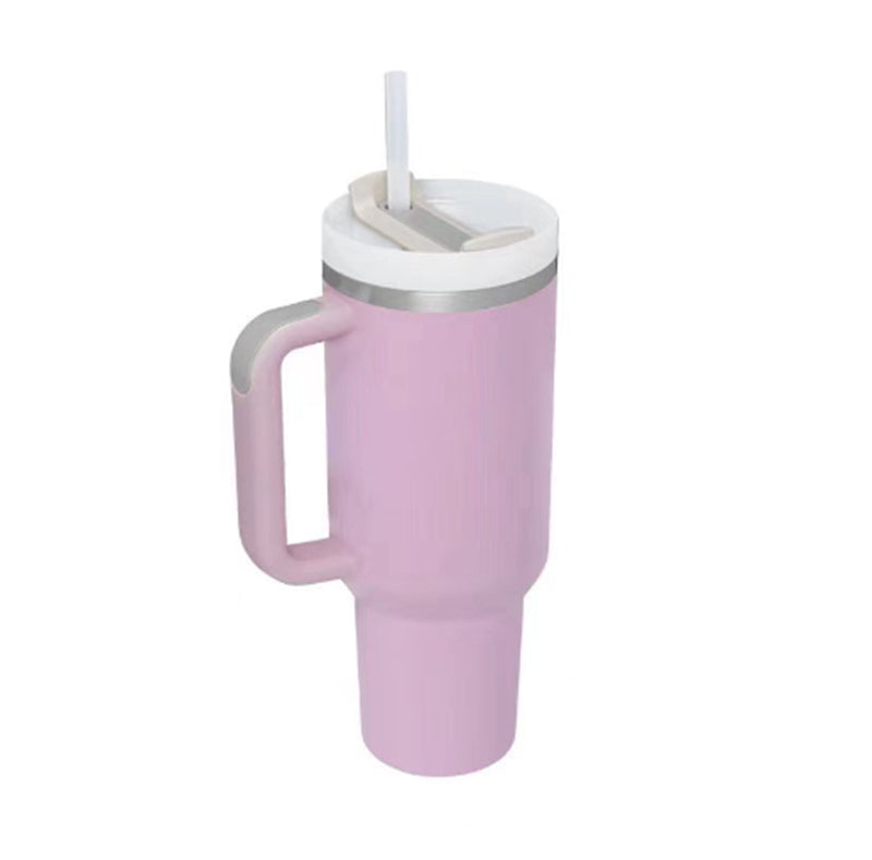 Gocrisandy 40 oz insulated stainless steel tumbler with handle, straw, spill-proof lid, ideal for coffee, travel, and gym use