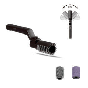 gocrisandy electric BBQ brush cleaning heavy grease from grill grates, featuring a 3-in-1 car paint protection spray in a close-up view
