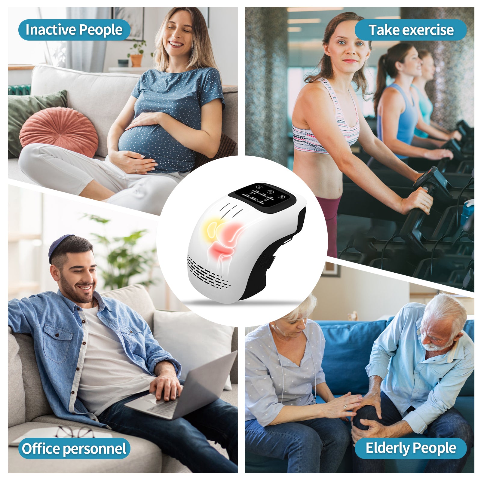 Gocrisandy intelligent home electric knee massager with infrared heat, vibration, and rechargeable design for pain relief.