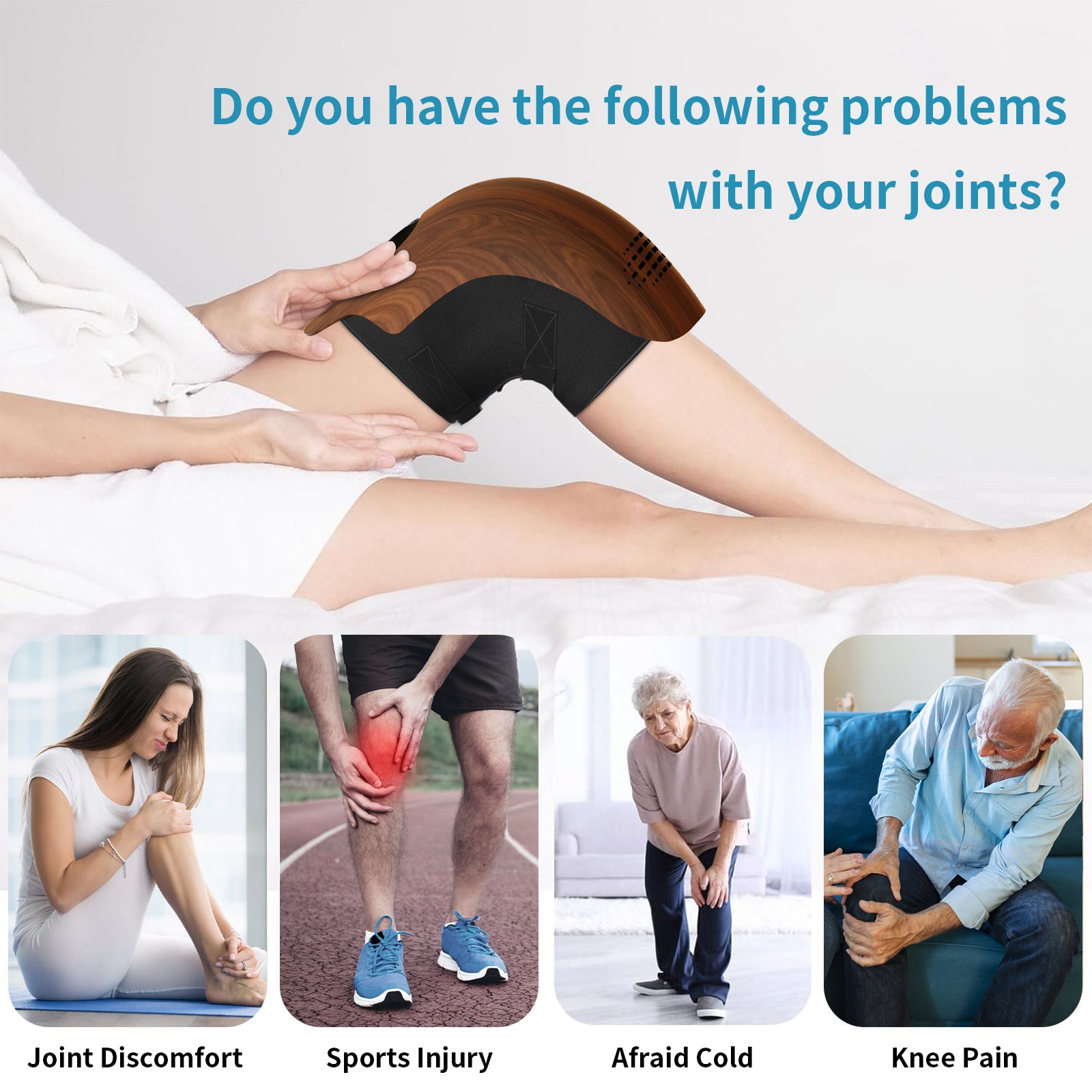 Gocrisandy electric knee massager with infrared laser and vibration for pain relief, designed for home use and rechargeable.