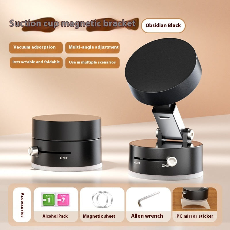 GoCrissAndy foldable magnetic vacuum car phone holder with suction cup, hands-free navigation for smartphones, foldable design shown